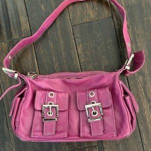 Perlina Plum Leather Shoulder Bag